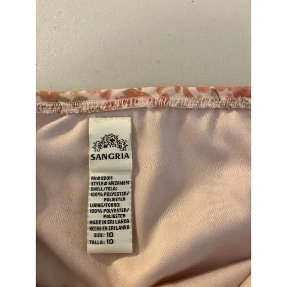 Sangria 2 pc Skirt Set Midi Ruffled Sheer Lined & Short Sleeve Top Size 10 - Picture 8 of 16